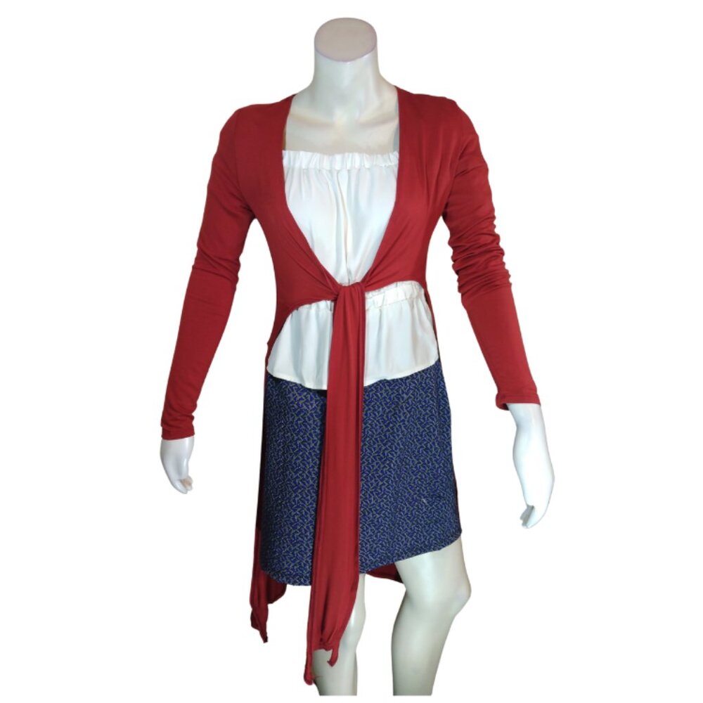 Red Long Sweater with tie